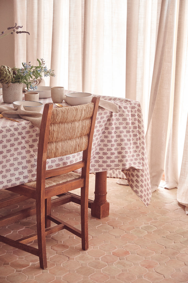Bluebell Cotton Block Printed Tablecloth