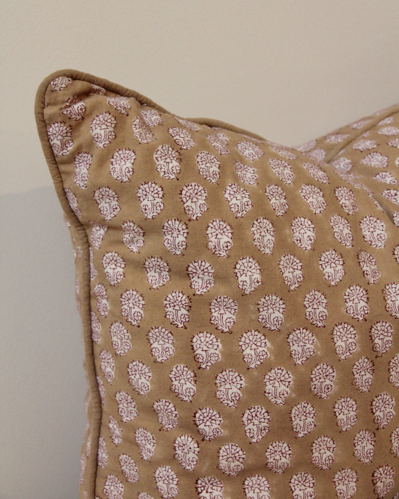 Marigold Ray Large Cotton Block Printed Pillow 60 X 60cm