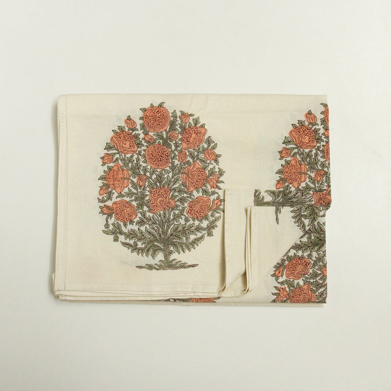 Lotus Cotton Block Printed Tablecloth